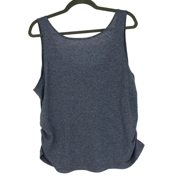 Nike Light Grey  Blue Yoga Ruched scoop neck Tank Top low back LG - Picture 14 of 15